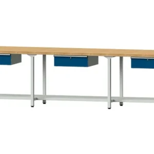 Table de travail ANKE exemple 203 4050 x 800 x 900 mm RAL 7035/5010 BMP 50 mm 401.535 prendre à bas prix