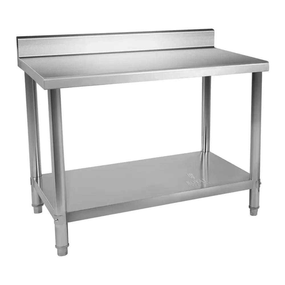Table de travail cuisine professionnelle acier inox 100 x 70 cm avec dosseret capacité de 95 kg 14_0003651