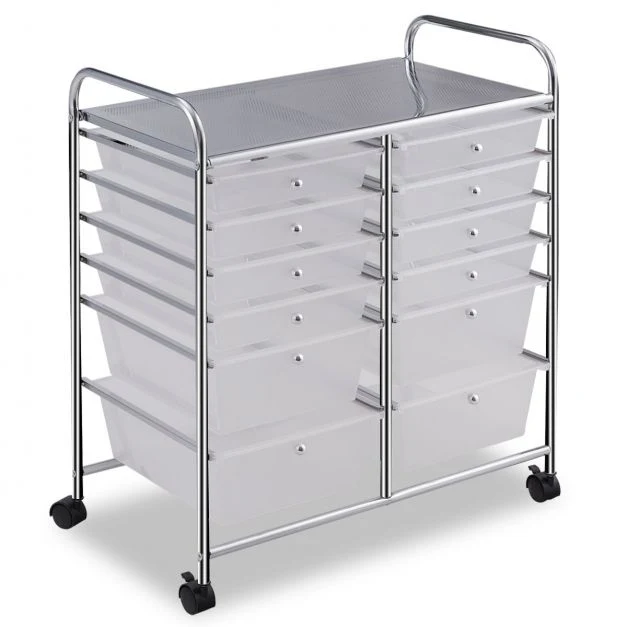Tour rangement à 12 tiroirs avec roues chariot de rangement polyvalent pour ecole bureau maison blanc 64 x 38 x 75cm 20_00...