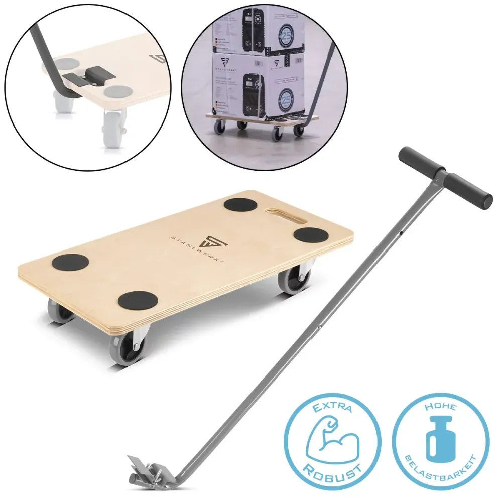 TROLLEY STEALWROWN TRS-250 ST AVEC HANDE 250 kg Capacité de chargement et rouleaux de direction caoutchoutés 58 x 29 cm Ca...