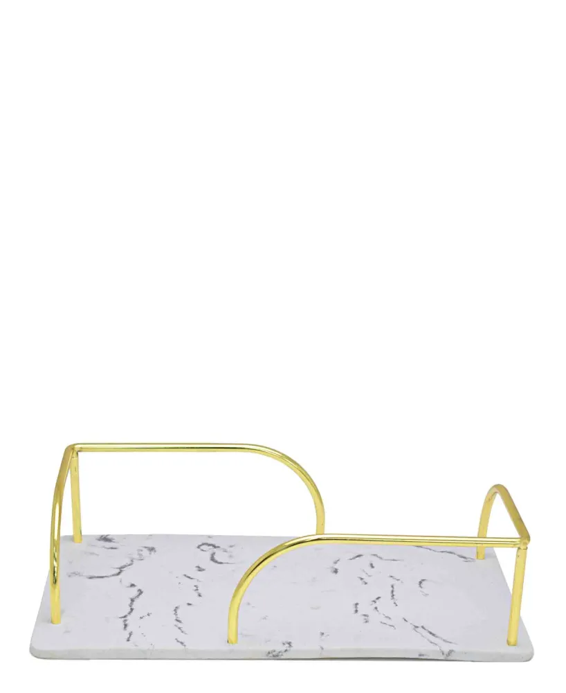 Urban Decor White Resin Based Tray - Dorure Handles