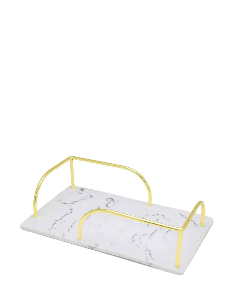 Urban Decor White Resin Based Tray - Dorure Handles