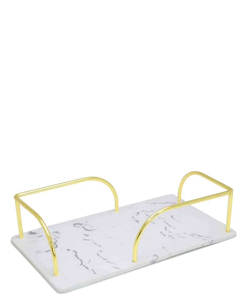Urban Decor White Resin Based Tray - Dorure Handles