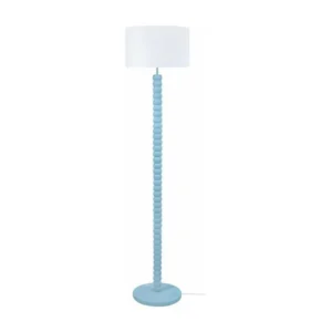 AUGUSTO - Lampadaire droit bois bleu et blanc Style Industriel