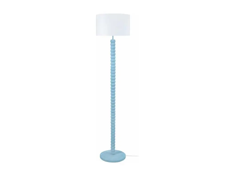 AUGUSTO - Lampadaire droit bois bleu et blanc Style Industriel