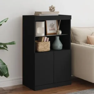 Buffet avec lumières LED noir 60,5x37x100 cm
