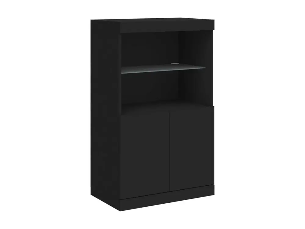 Buffet avec lumières LED noir 60,5x37x100 cm
