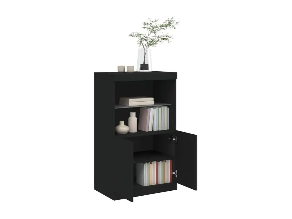 Buffet avec lumières LED noir 60,5x37x100 cm