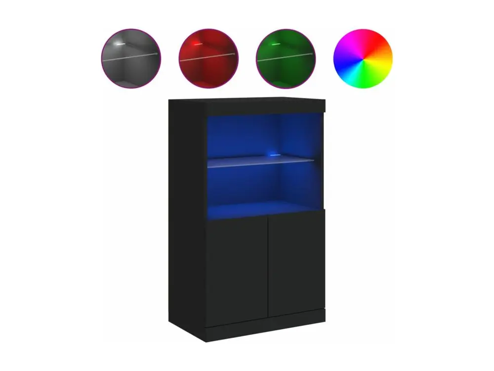 Buffet avec lumières LED noir 60,5x37x100 cm
