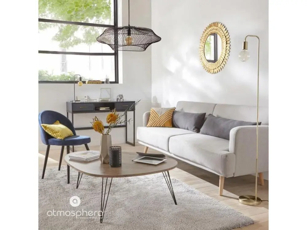 Bureau assis-debout Lampadaire Noir en Métal H 150 cm