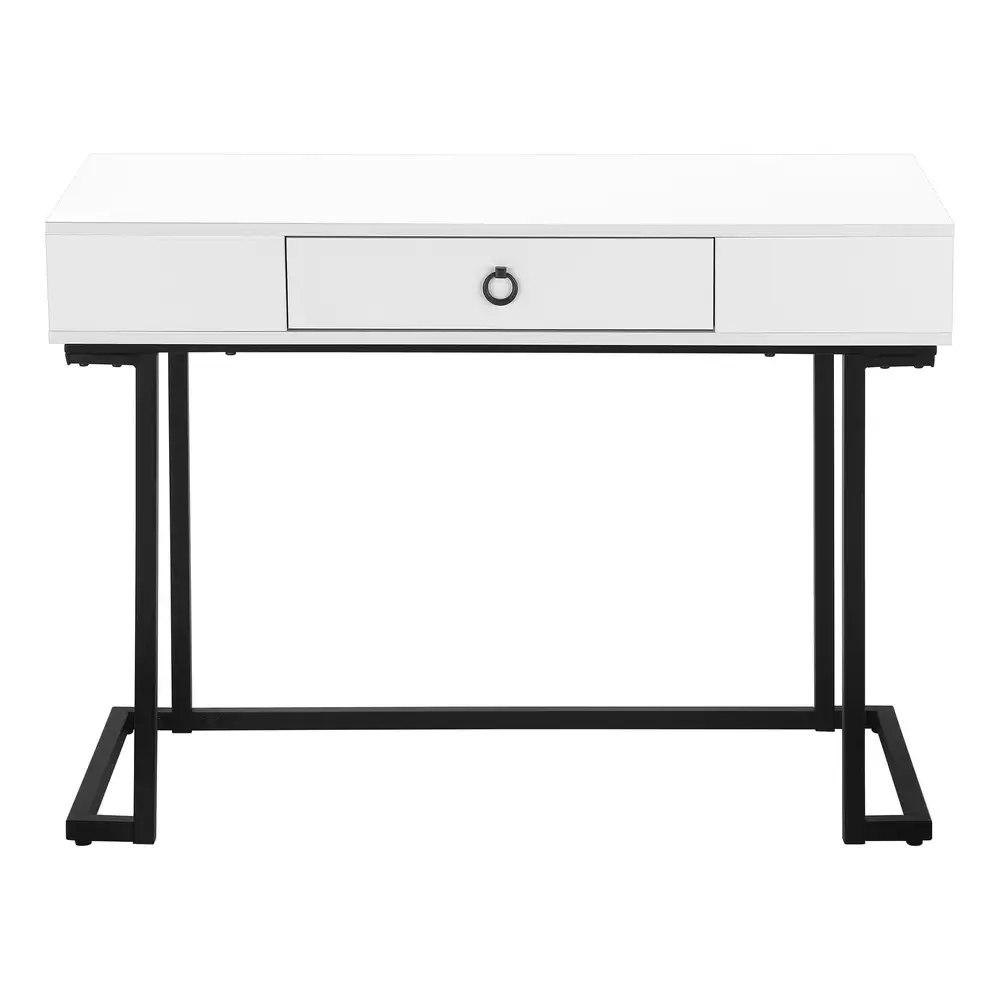 Bureau D'Ordinateur - 42"L / Blanc / Métallique Noir