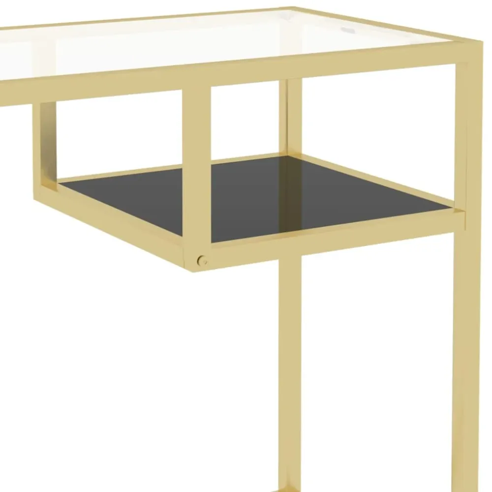 Bureau table poste de travail meuble d'ordinateur informatique étude d'ordinateur Transparent 100 x 36 x 74 cm Verre tremp...