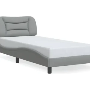 Cadre de lit avec lumières LED gris évident 90x200 cm tissu