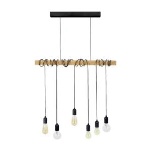 Design Contemporain HARLEM - Lustre bar bois naturel et noir