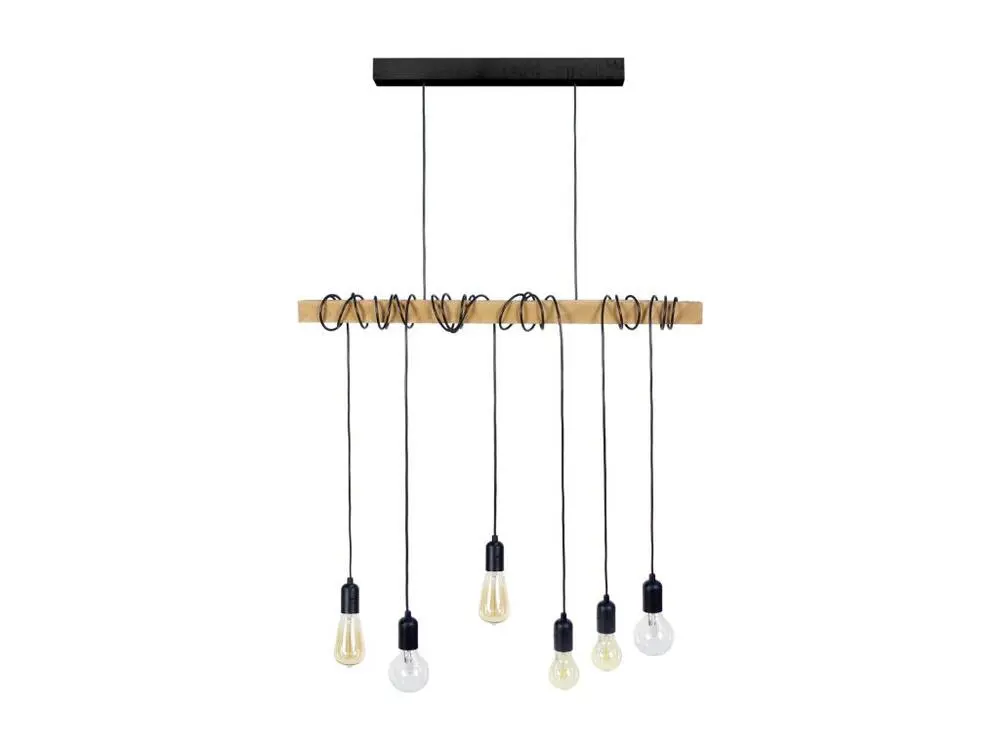 Design Contemporain HARLEM - Lustre bar bois naturel et noir
