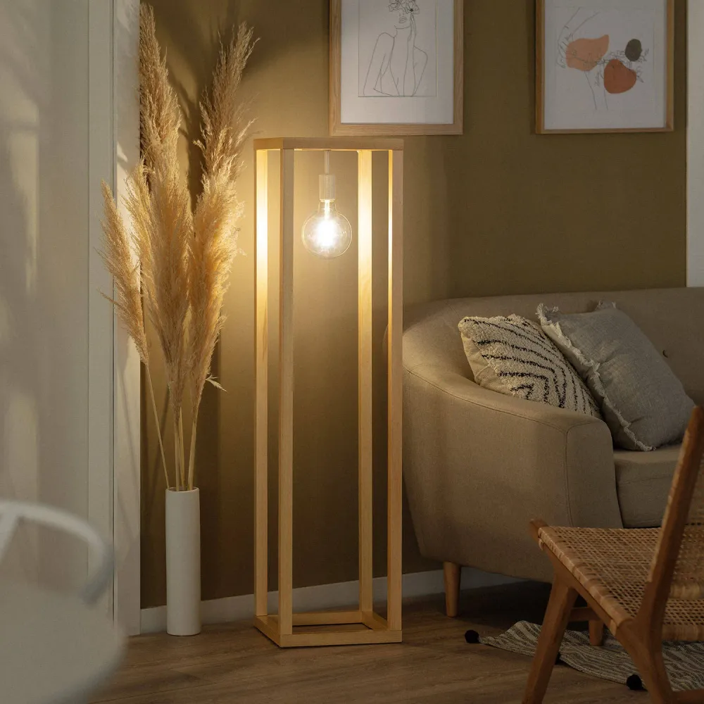 Design Contemporain Lampadaire de bois Coba avec éclairage LED