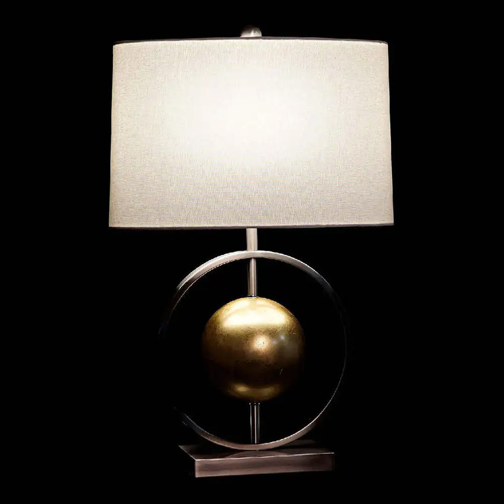 Design Contemporain Lampe de Bureau Boule Doré et Métal Argenté