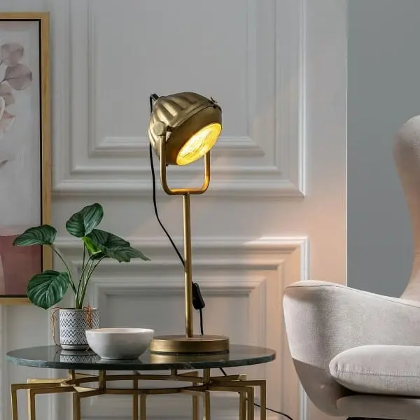 Design Contemporain Lampe de Bureau Loft en Fer Doré