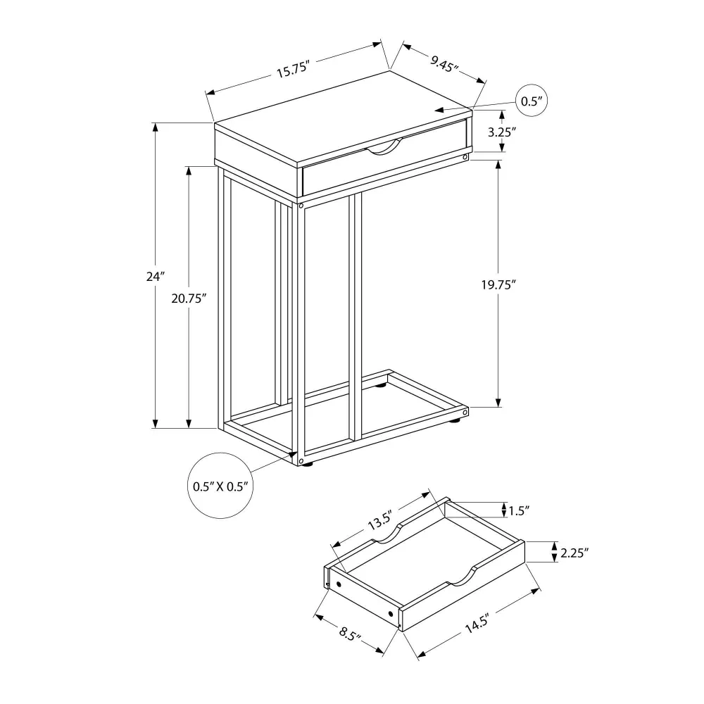 Design Contemporain Monarch Table de bout I 3770