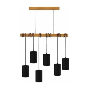 HARLEM - Lustre bar bois profond et noir pour Taille 160-185cm