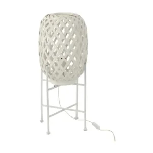 Lampadaire Bambou Blanc - L 26,5 x l 26,5 x H 37 cm