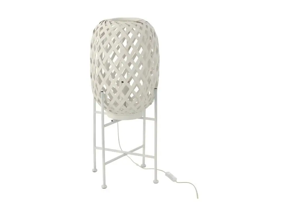 Lampadaire Bambou Blanc - L 26,5 x l 26,5 x H 37 cm