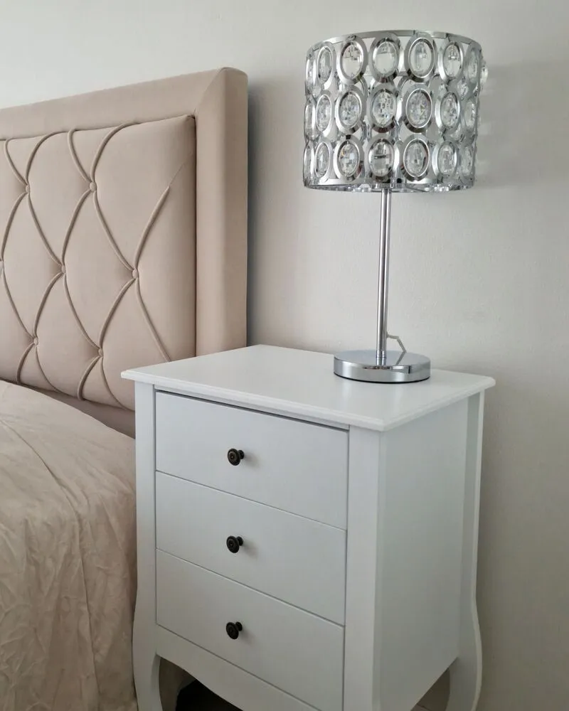 Lampe de chevet argenté TENNA en Chêne Massif