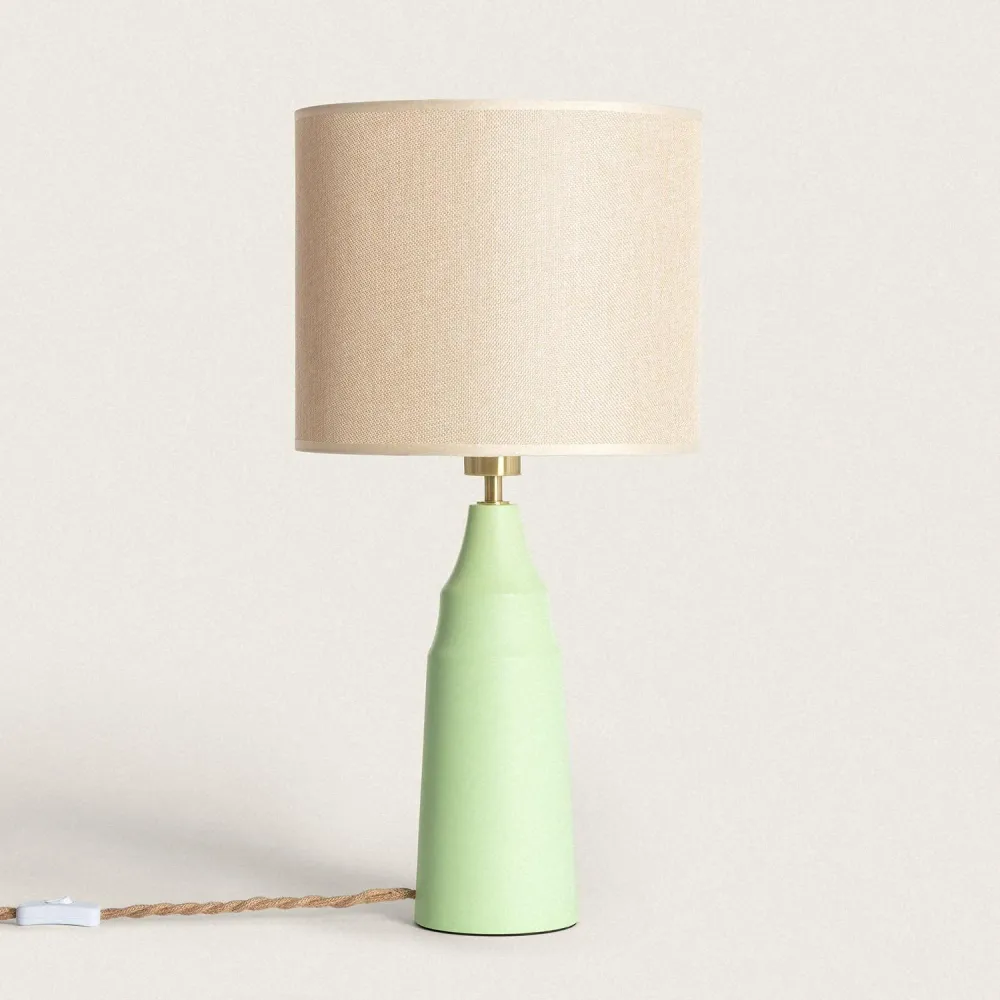 Lampe de table Muka en textile et métal en Chêne Massif