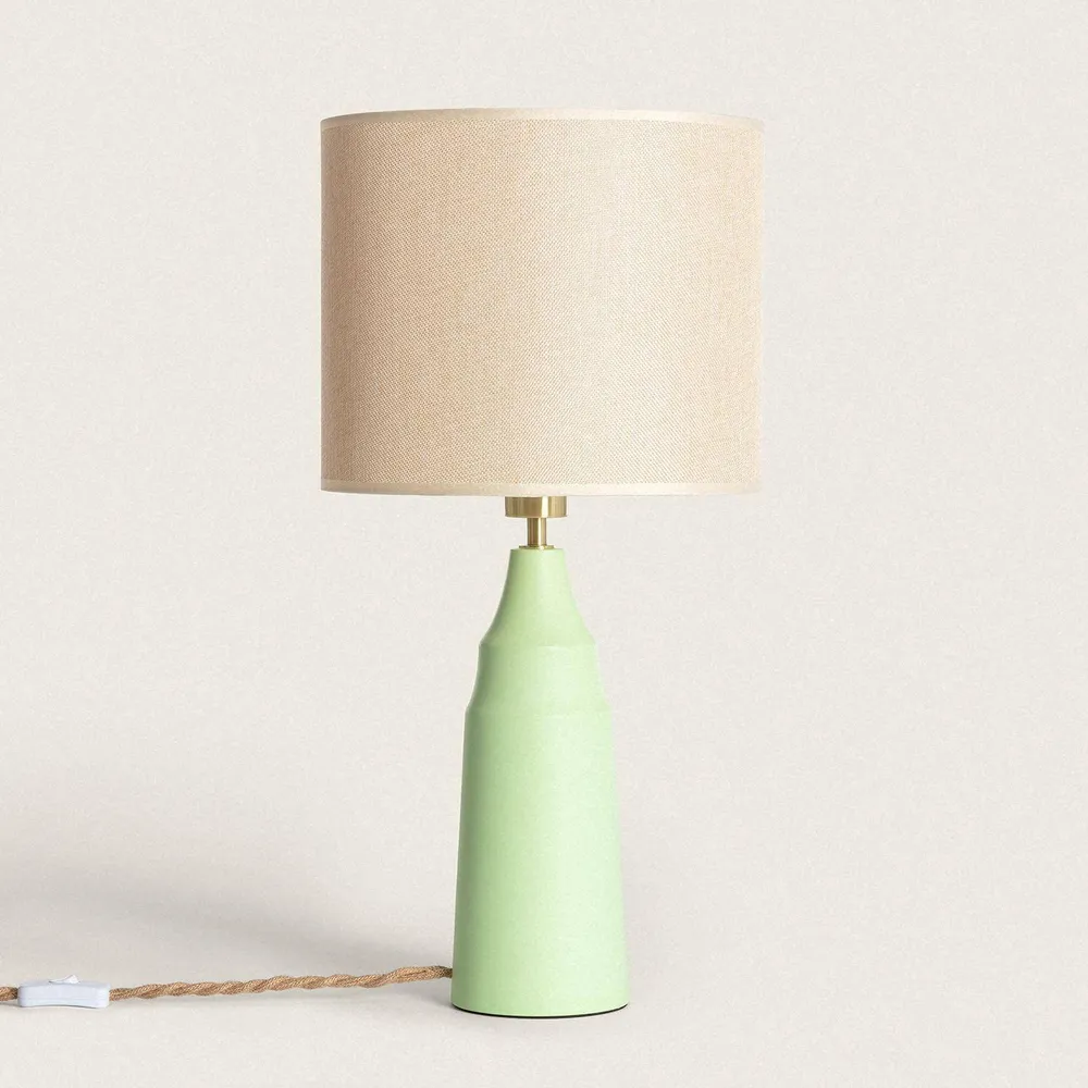 Lampe de table Muka en textile et métal en Chêne Massif