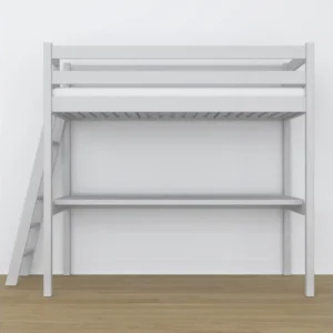 Lit mezzanine en bois - avec bureau N02 Gris 100x200 avec Réglage Lombaire