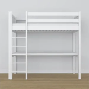 Lit mezzanine en bois - avec bureau N06 Blanc 80x200 pour Séances Longues