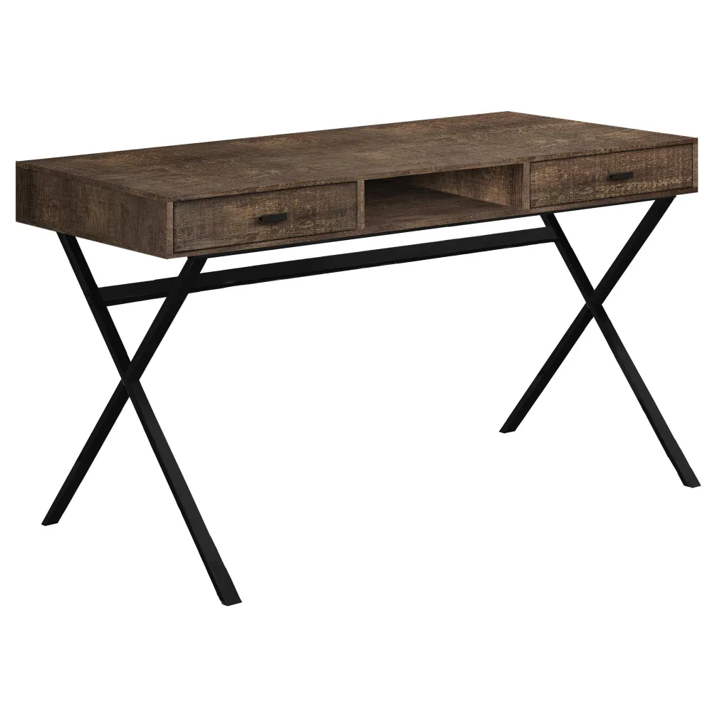 Monarch Bureau d'ordinateur - Bois recyclé marron/noir I 7447 pour Séances Longues