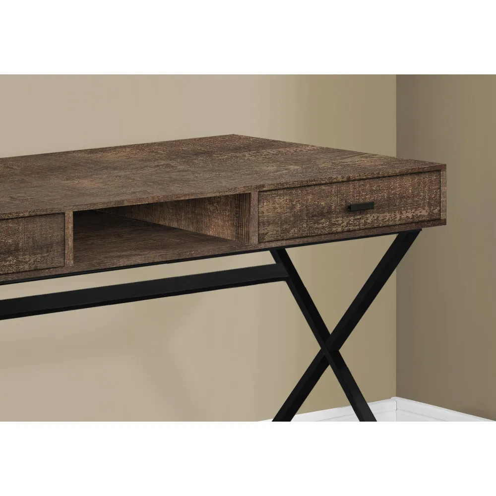 Monarch Bureau d'ordinateur - Bois recyclé marron/noir I 7447 pour Séances Longues