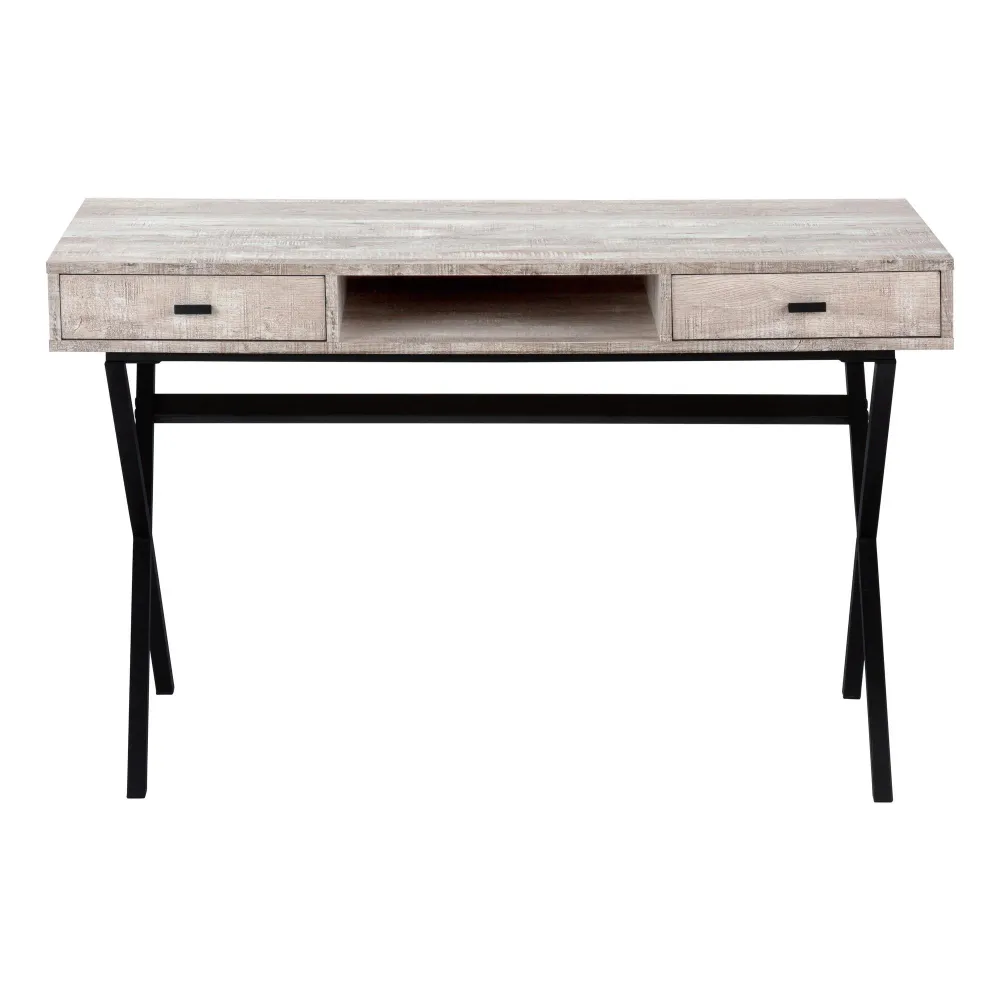 Monarch Bureau d'ordinateur - Bois recyclé taupe/noir I 7449 - Garantie 2 Ans