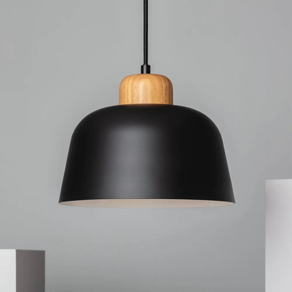 Plafonnier en métal et bois avec éclairage LED Wawak avec Certification