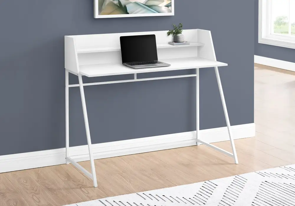 Pupitre réglable pour Bureau D'Ordinateur - 48"L / Blanc / MéTal Blanc