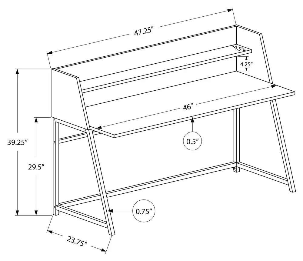 Pupitre réglable pour Bureau D'Ordinateur - 48"L / Blanc / MéTal Blanc