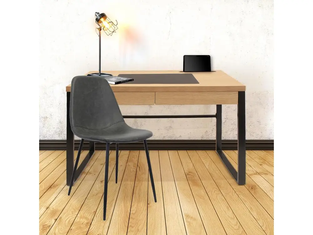Pupitre réglable pour CALEB - Bureau Plateau Effet Bois et Piètement Noir