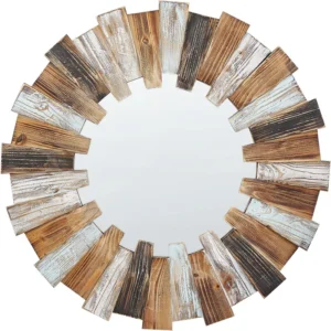 Round Sunburst Wall Mirror ø 66 cm Light Wood ECATEPEC
