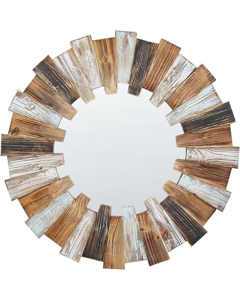Round Sunburst Wall Mirror ø 66 cm Light Wood ECATEPEC