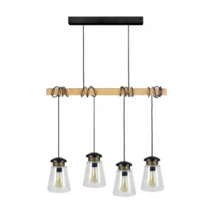 Série Ergonomique HARLEM B - Lustre bar bois naturel et noir