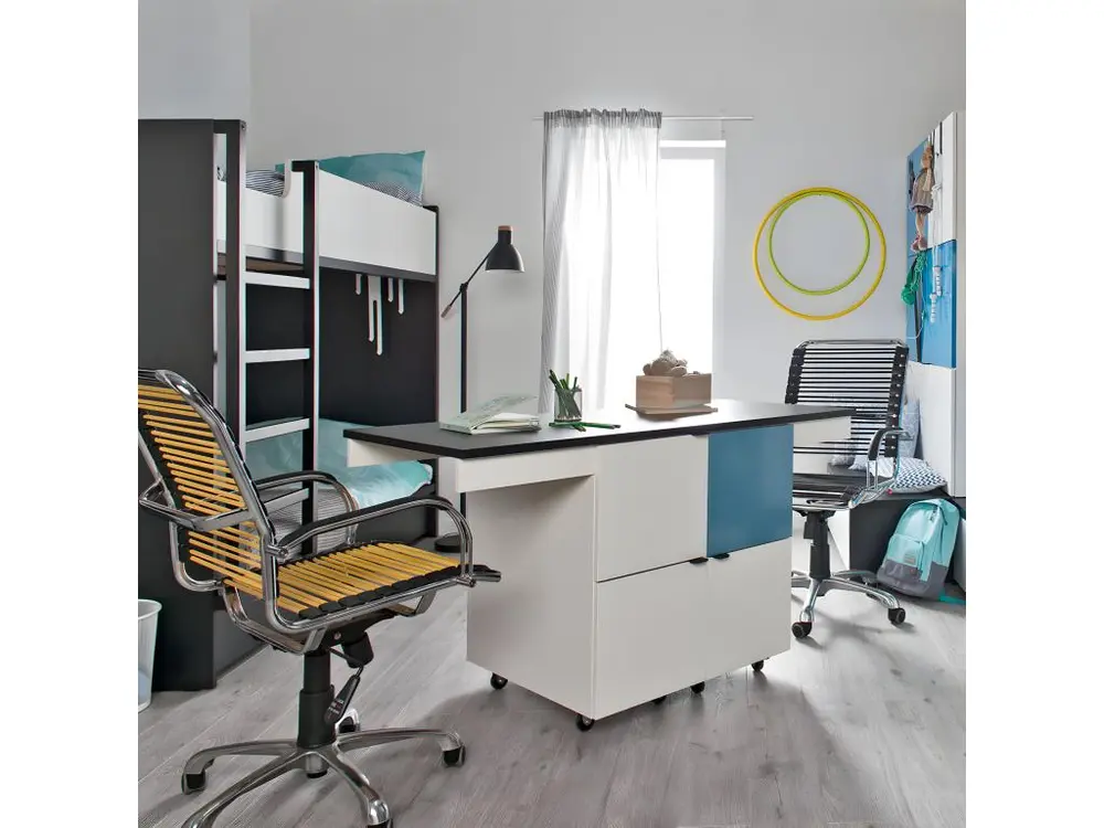 Support pour écran Bureau 140cm modulable Young User Noir et Blanc