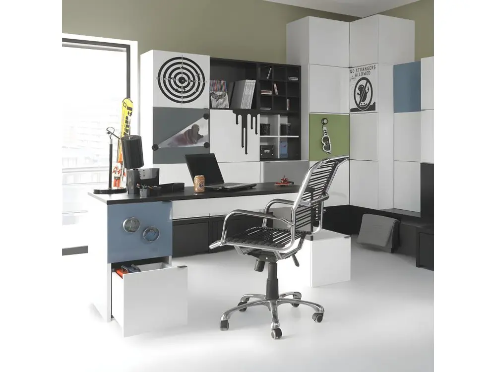 Support pour écran Bureau 140cm modulable Young User Noir et Blanc