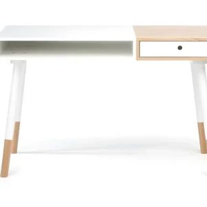 Support pour écran Bureau Design "Sonnenblick" 120cm Blanc & Chêne