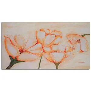Système Modulable Tableau lumineux fleurs orange - 100 x 70 cm