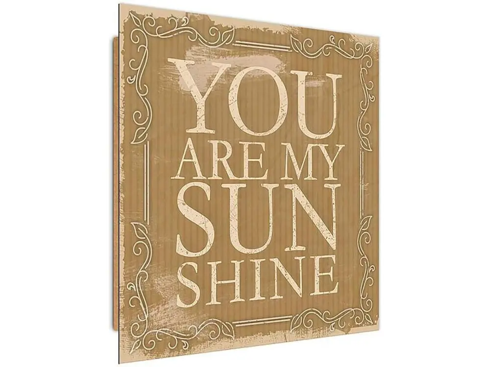 Tableau bois tu es mon soleil - 100 x 100 cm avec Ampoule LED Incluse