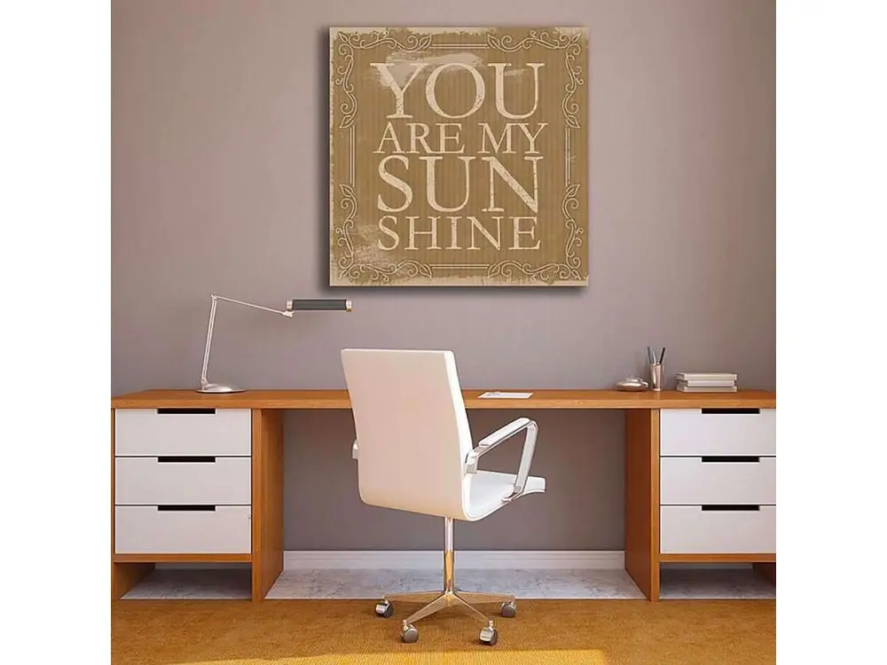 Tableau bois tu es mon soleil - 100 x 100 cm avec Ampoule LED Incluse