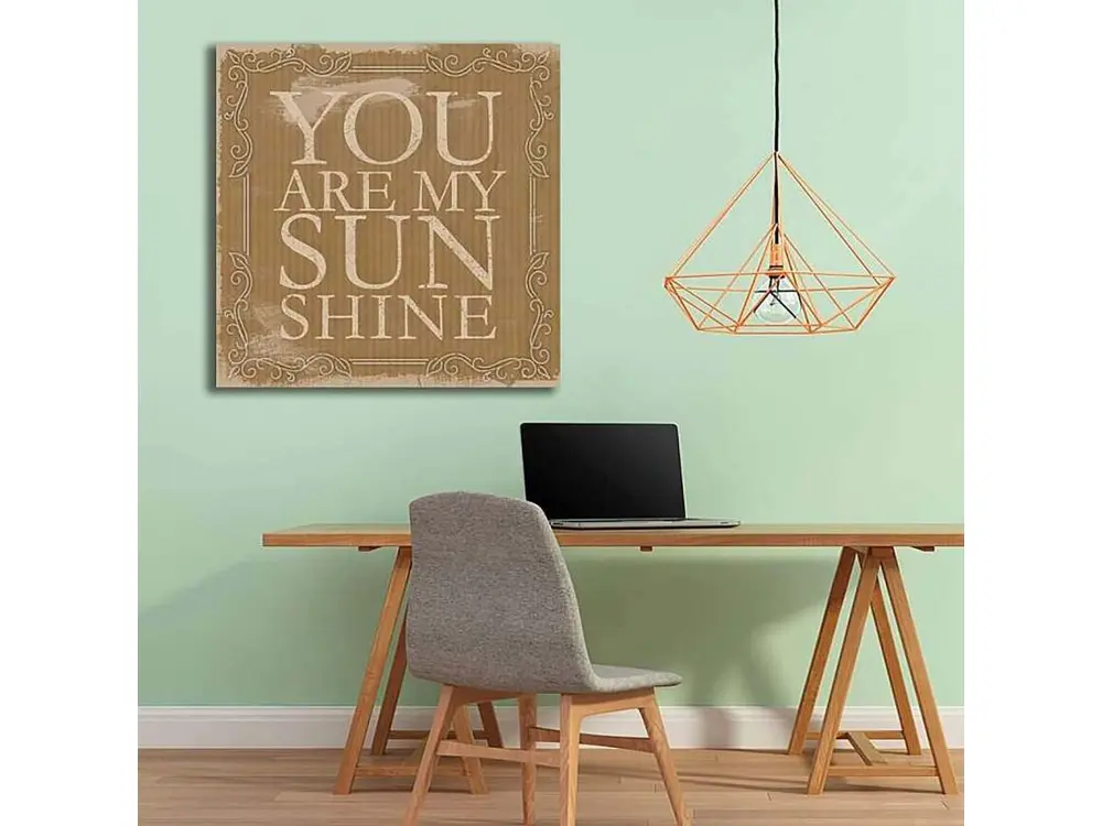 Tableau bois tu es mon soleil - 100 x 100 cm avec Ampoule LED Incluse