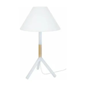 TRIDENT C - Lampe poser droit bois naturel et blanc Style Industriel