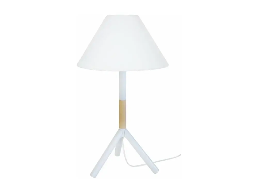 TRIDENT C - Lampe poser droit bois naturel et blanc Style Industriel